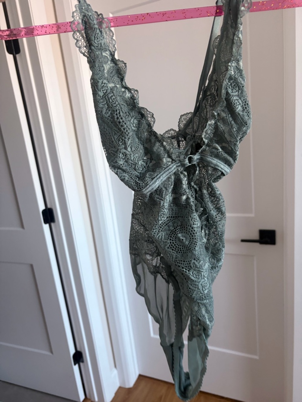 La Vie En Rose Lace Chemise in Sage Green